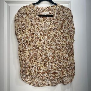 Treasure & Bond Cream and Brown Floral Blouse